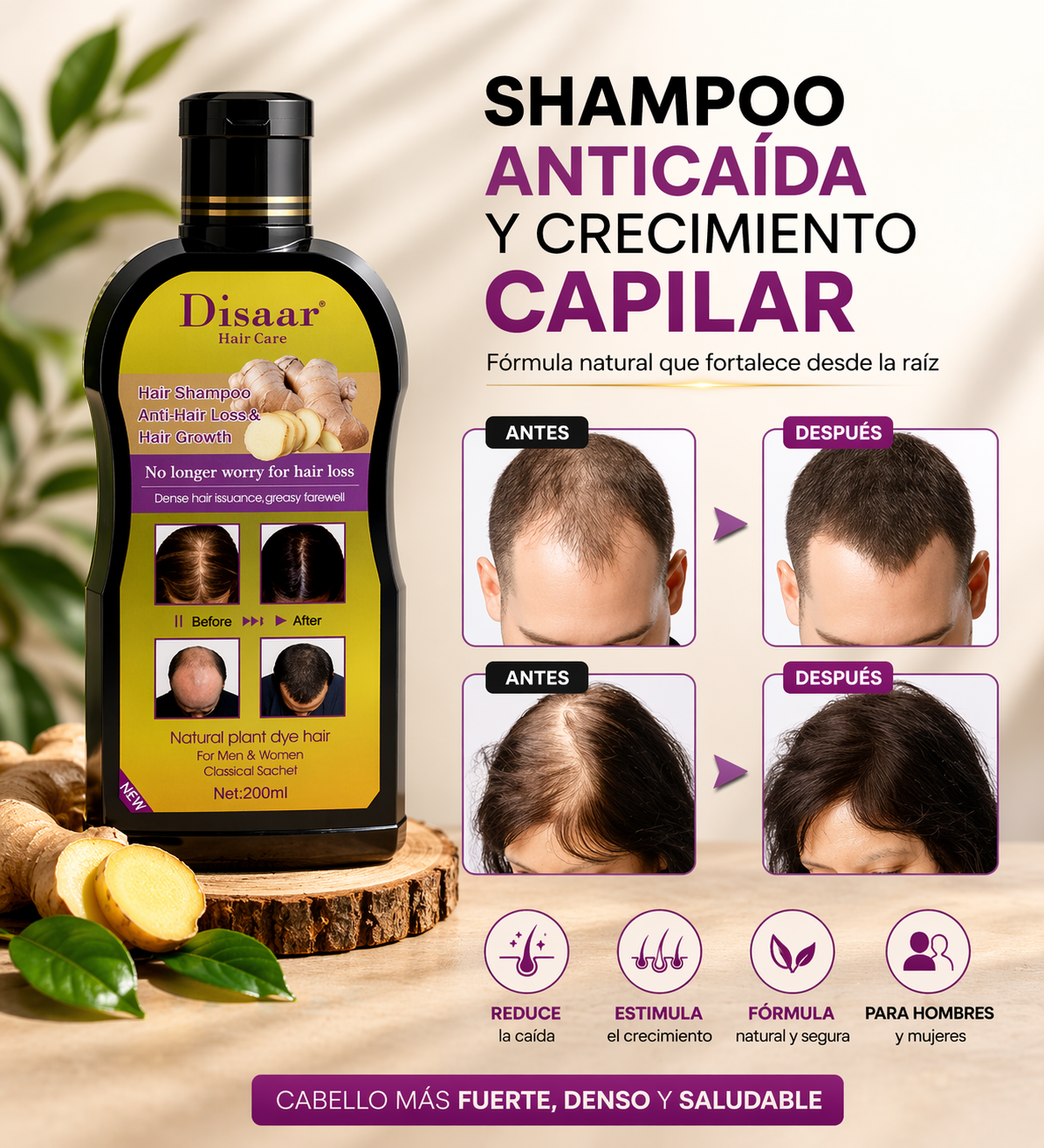 Shampoo Anticaída de Jengibre
