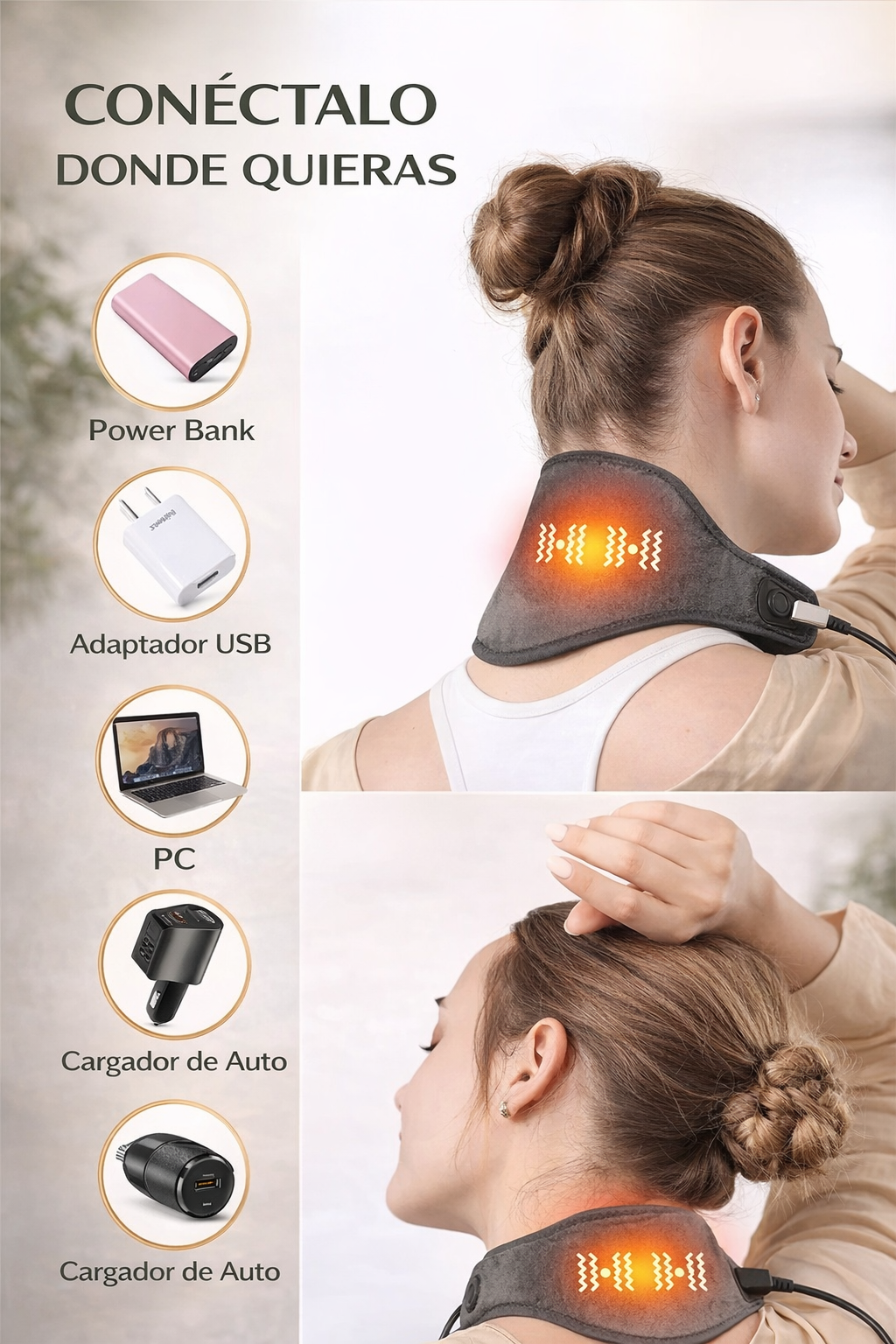 Masajeador De Cuello Calor Y Vibrador