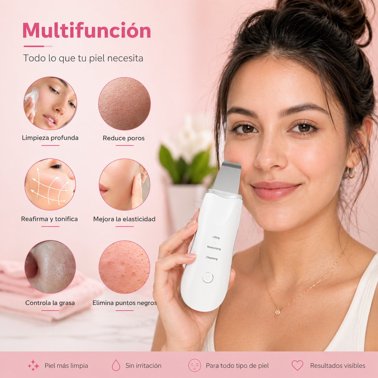 Paleta Ultrasónica Limpiador Facial